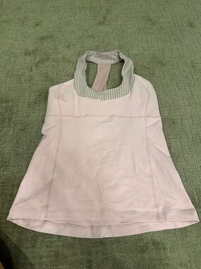 lululemon athletica Pink Halter Tank with Striped Collar sz 10